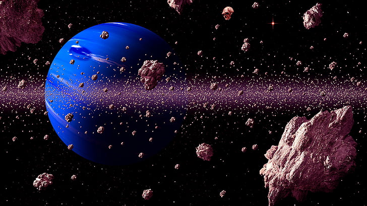 blue planet, sky, universe, asteroids, earth, meteors, skull, HD wallpaper