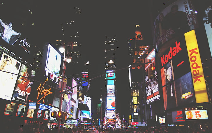 city, New York City, Time Square, illuminated, building exterior