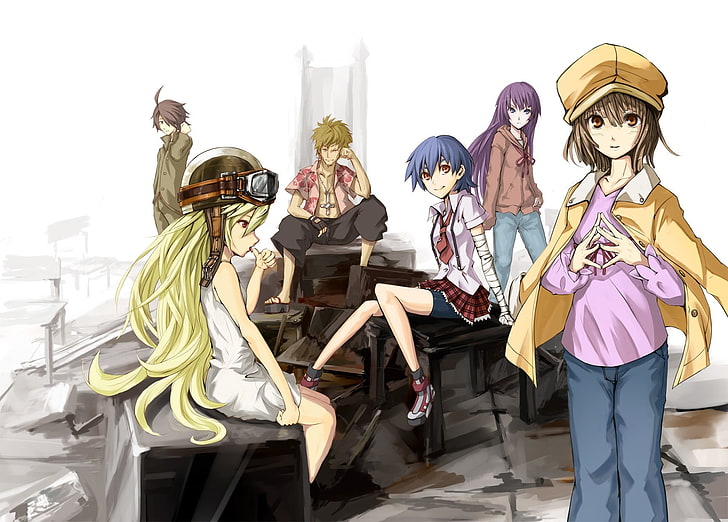 anime, anime girls, Monogatari Series, Araragi Koyomi, Oshino Shinobu, HD wallpaper