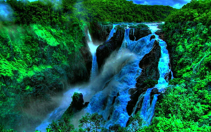 Deep In The Jungle Beautiful Waterfall In Tropical Green Forest Desktop Wallpaper Hd 1920×1200