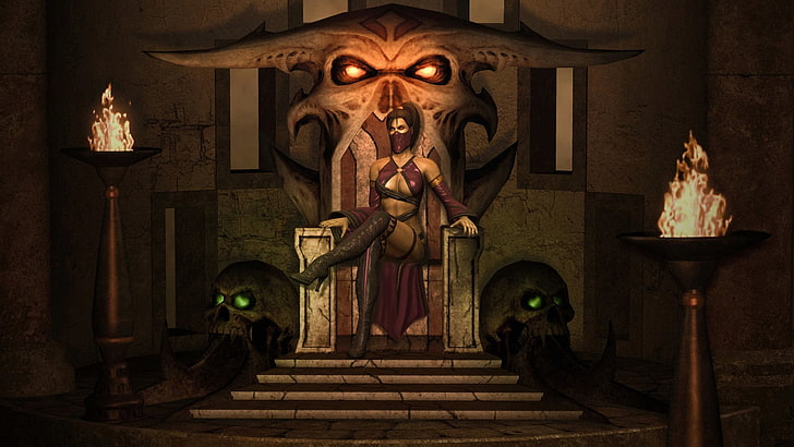 woman sitting on throne illustration, Mortal Kombat, video games