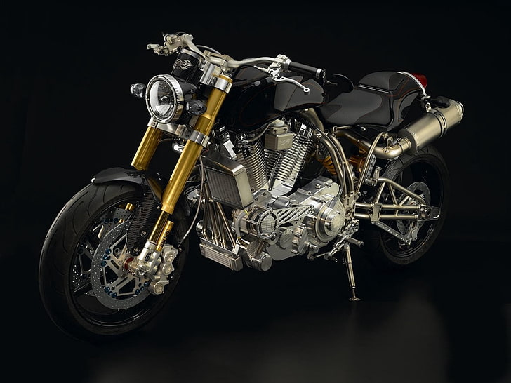 black cruiser motorcycle, ecosse heretic titanium, ecosse moto works