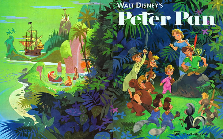 HD wallpaper: Walt Disney's Cartoon Peter Pan A Golden Book Characters List  Art Wallpaper Hd 1920×1200 | Wallpaper Flare