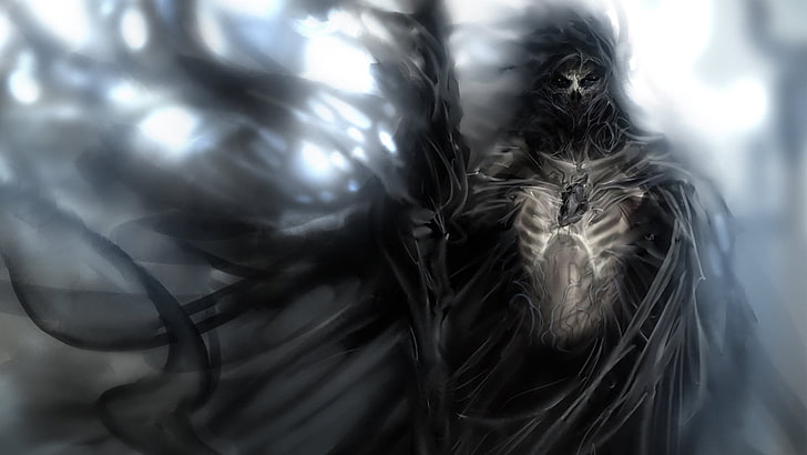shadow warrior wallpaper, death, heart, fantasy art, Grim Reaper