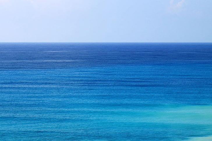 aqua, blue, horizon, liquid, pattern, ripples, sea, sky, texture, HD wallpaper