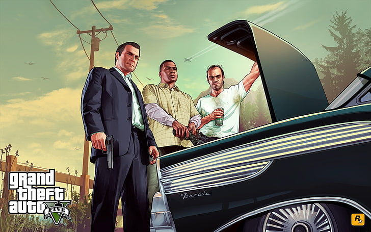 Grand Theft Auto Five cover, Grand Theft Auto V, video games