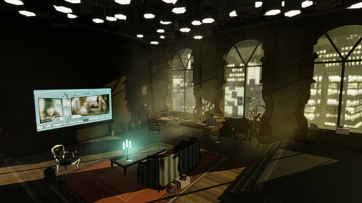 cyberpunk, artwork, Deus Ex, video games, HD wallpaper