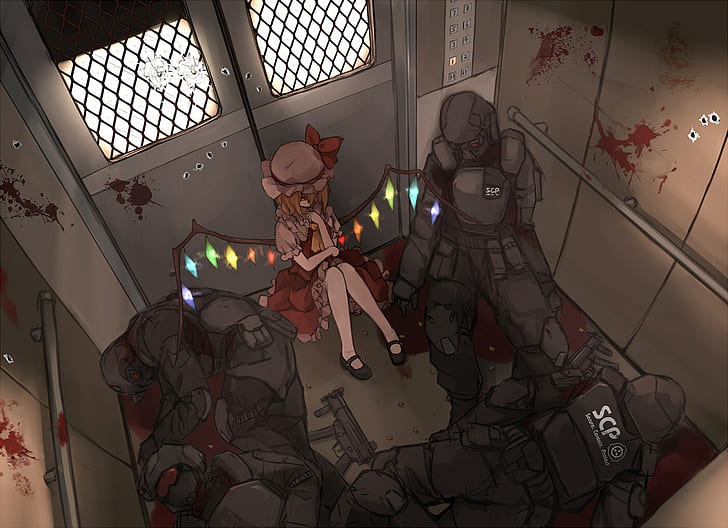 Anime, Crossover, Flandre Scarlet, SCP Foundation, Touhou