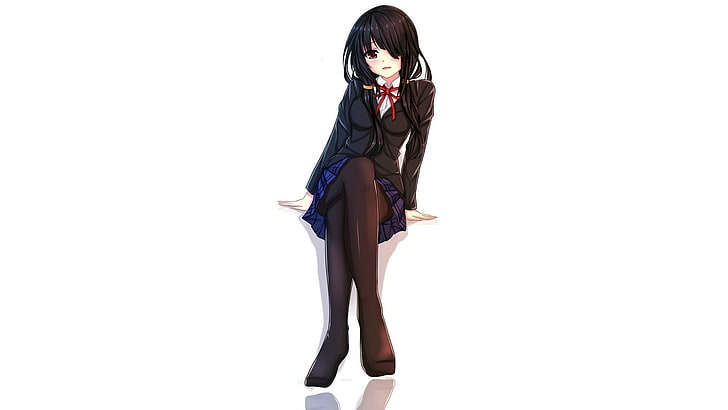 black haired female anime character illustration, Date A Live