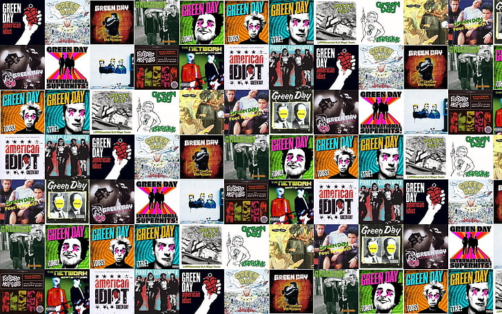HD wallpaper: collage, day, green, music, pop punk, tile, tiles | Wallpaper  Flare