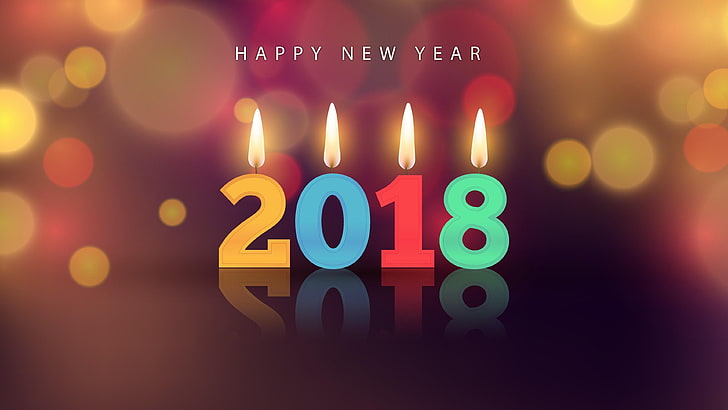 new year, event, 2018, celebration, graphics, candles, number, HD wallpaper