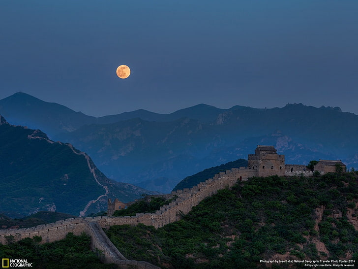 Full moon Great Wall-National Geographic Wallpaper, Great Wall of China, HD wallpaper