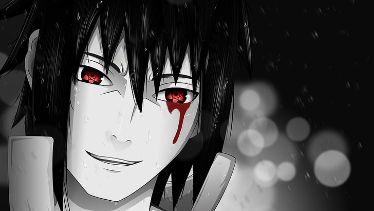 Uchiha Sasuke, blood, Eternal Mangekyou Sharingan, anime boys, HD wallpaper
