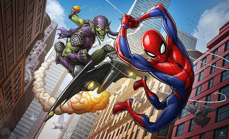 Spider-Man, comics, Green Goblin, movies, Marvel Comics, New York City, HD wallpaper