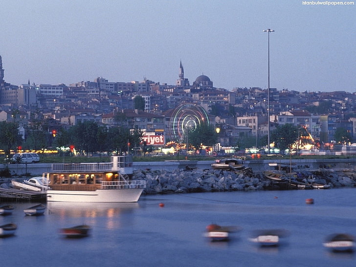 Istanbul, Turkey, city, nautical vessel, building exterior, HD wallpaper