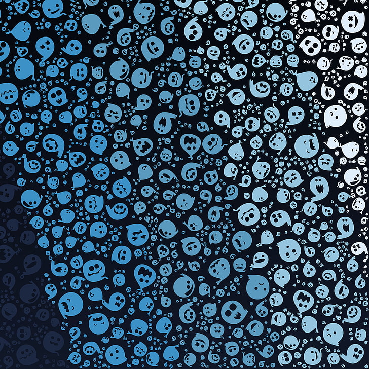 blue and black ghost illustration wallpaper, material style, simple