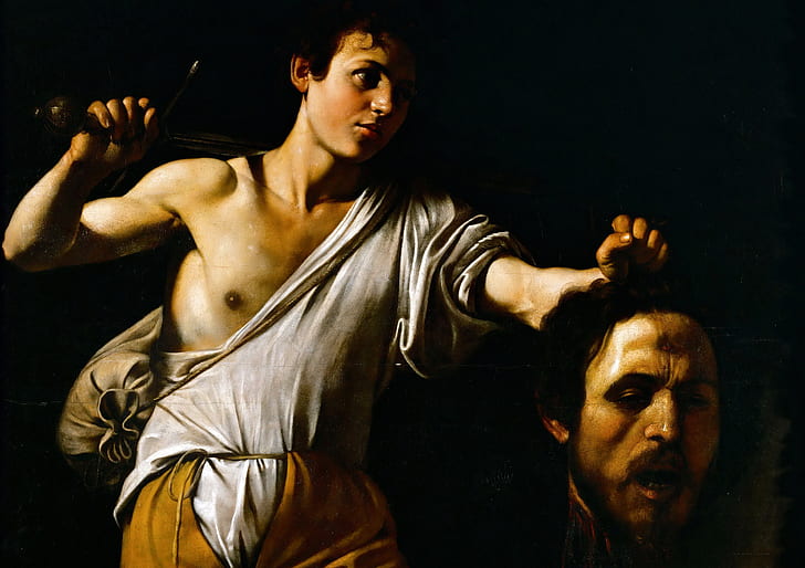 picture, mythology, Michelangelo Merisi da Caravaggio, David with Head of Goliath, HD wallpaper