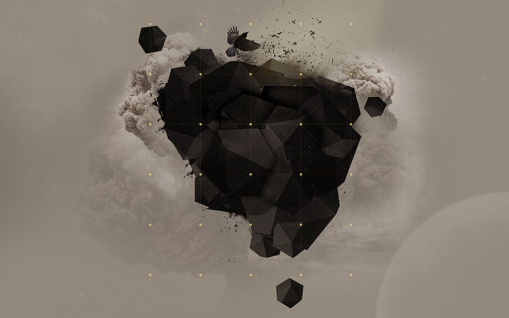 black coal illustration, minimalism, geometry, abstract, digital art, HD wallpaper