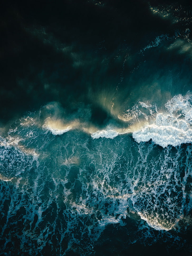 iPhone sea wave wallpaper, ocean, surf, foam, waves, nature, blue, HD wallpaper