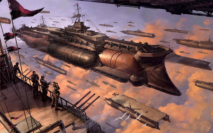 steampunk, airships, HD wallpaper