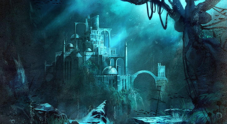 Trine 2   Underwater Castle, Atlantis illustration, Games, religion