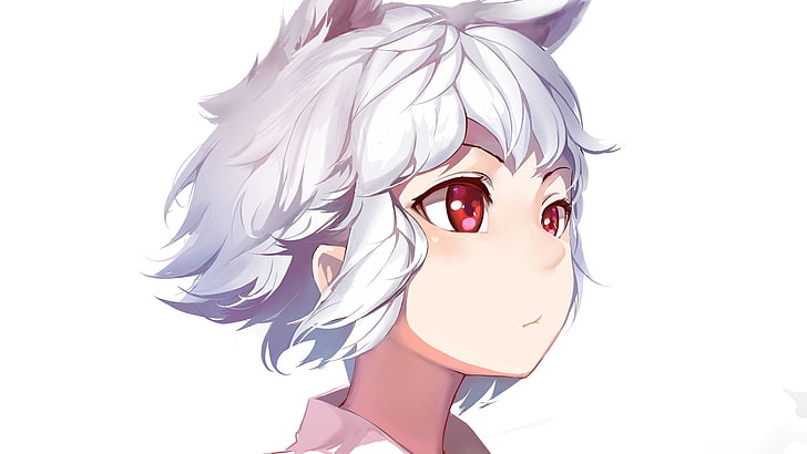 gray haired woman illustration, red eyes, Touhou, white hair