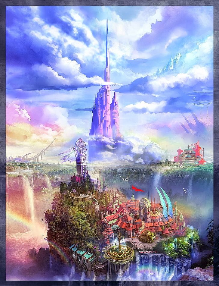 fantasy art, fantasy city, cloud - sky, auto post production filter