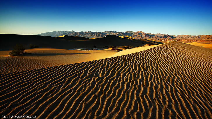 sand dunes under cloudy blue sky during daytime, Death Valley, HD wallpaper