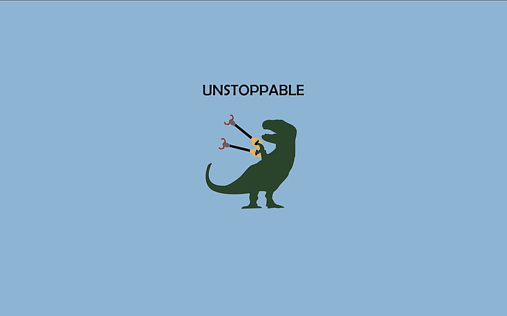 green T-rex illustration with unstoppable text overlay, Tyrannosaurus rex, HD wallpaper
