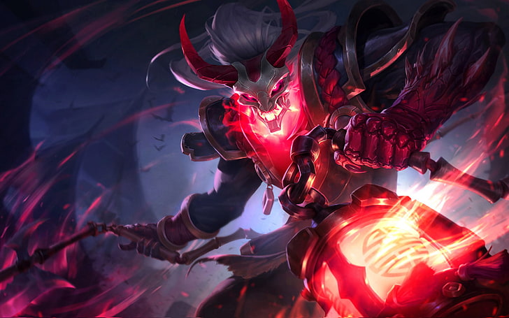 Blood Moon Tresh from League of Legends, Thresh, abstract, backgrounds, HD wallpaper