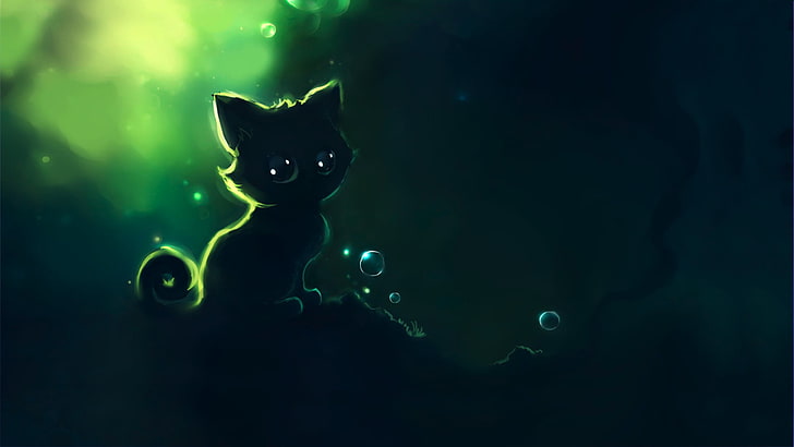 kitten character illustration, kittens, painting, Apofiss, animals, HD wallpaper