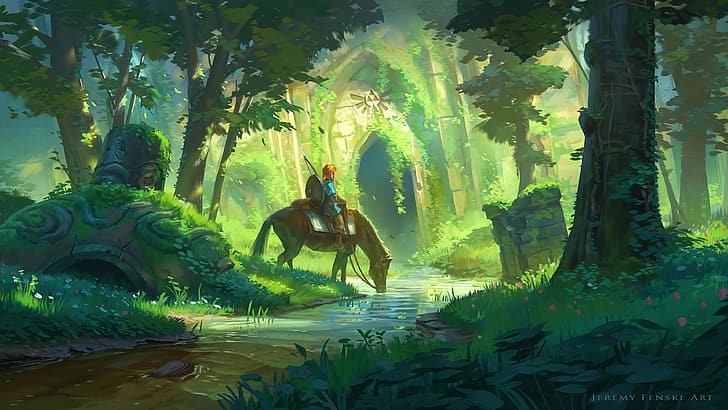 The Legend of Zelda: Breath of the Wild, botw, Link, horse, HD wallpaper
