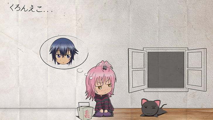 Shugo Chara, Hinamori Amu, anime girls, anime boys, cat, window, HD wallpaper