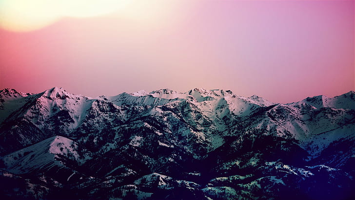 high-saturation photography of snow-coated mountain peak, Sun Valley, Idaho, HD wallpaper