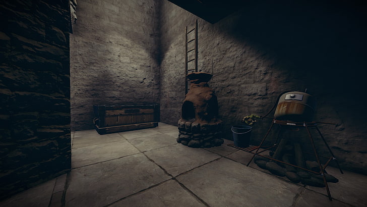 Campfire, house, Ovens, Rust (game), stairs, Steam (software)