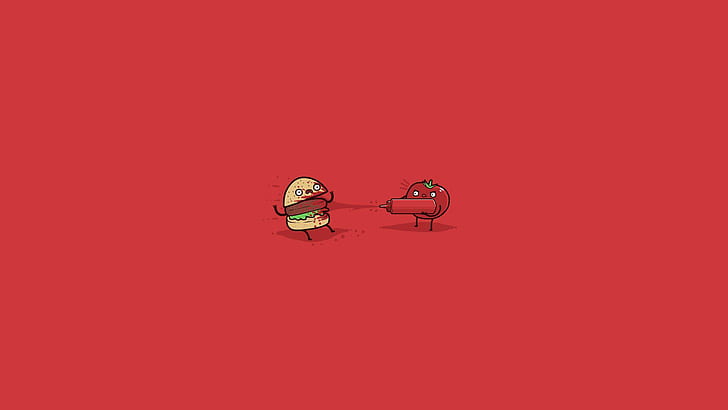 Ketchup, cartoon character, funny, 1920x1080, tomato, burger