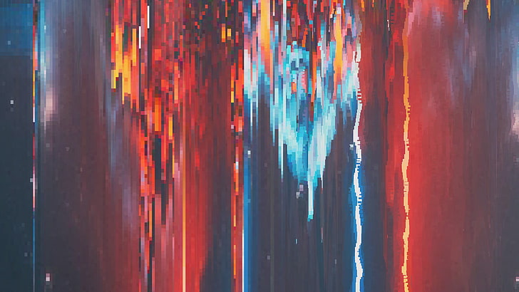 abstract painting, glitch art, pixels, water, multi colored, no people