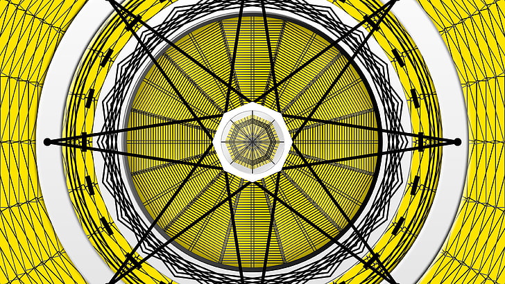 simple, ferris wheel, yellow, pattern, geometric shape, circle, HD wallpaper