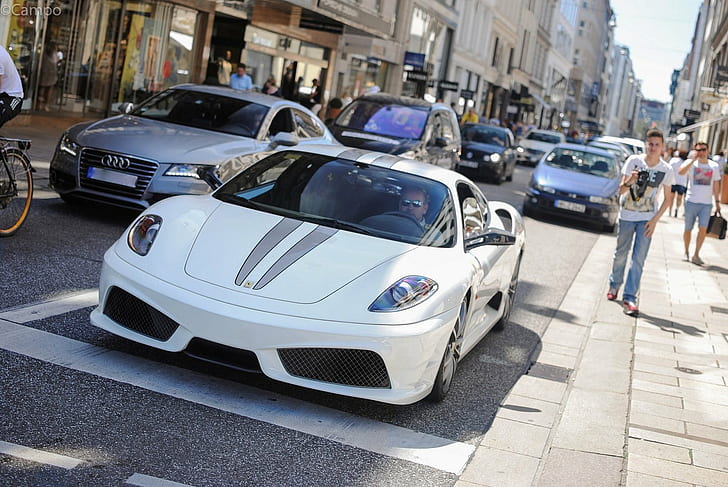 coupe, f430, ferrari, italia, scuderia, supercar, white