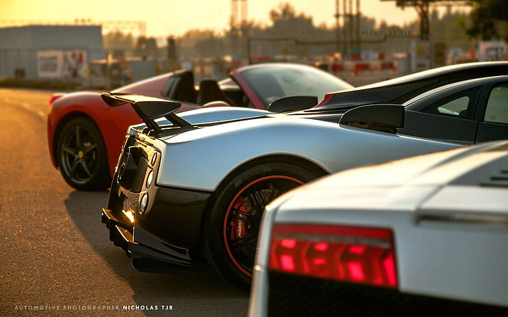 silver and black luxury car, Pagani, Lamborghini, vehicle, red cars
