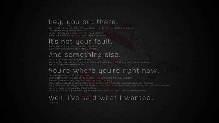 hey, you out there text on black background, motivational, typography