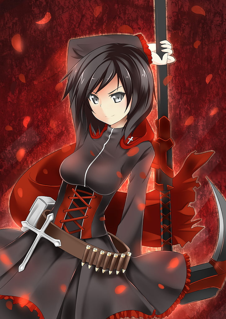 HD wallpaper: anime, anime girls, RWBY, short hair, weapon, Ruby Rose ( character) | Wallpaper Flare