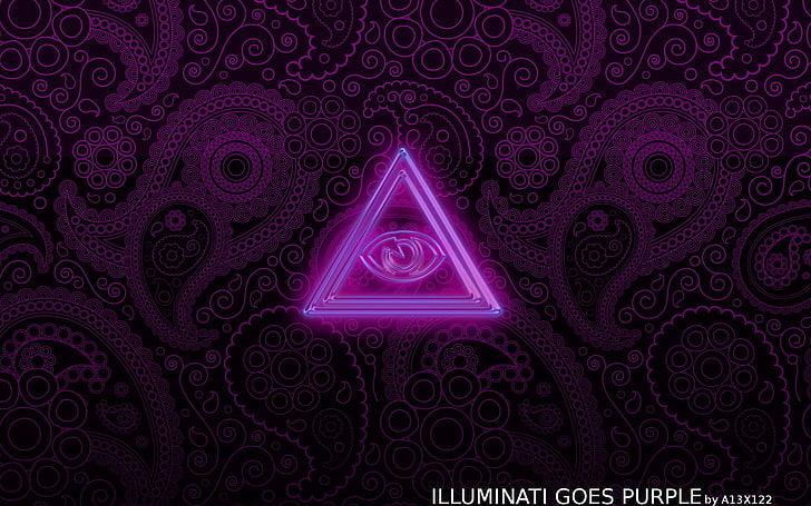purple Illuminati logo, pattern, religion, eyes, technology, no people, HD wallpaper