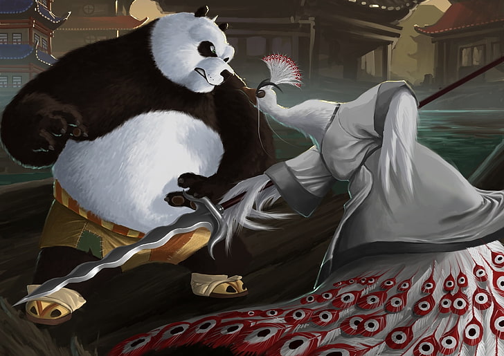 HD wallpaper: Kung-Fu Panda wallpaper, weapons, bird, Asia, art, rage,  peacock | Wallpaper Flare