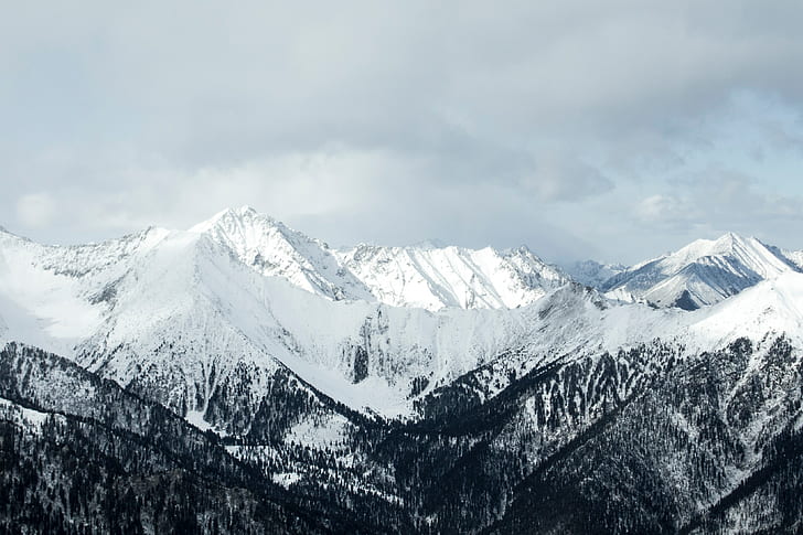snow, mountain top, landscape, HD wallpaper