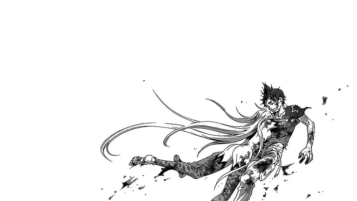 Deadman Wonderland illustration, manga, monochrome, white background, HD wallpaper