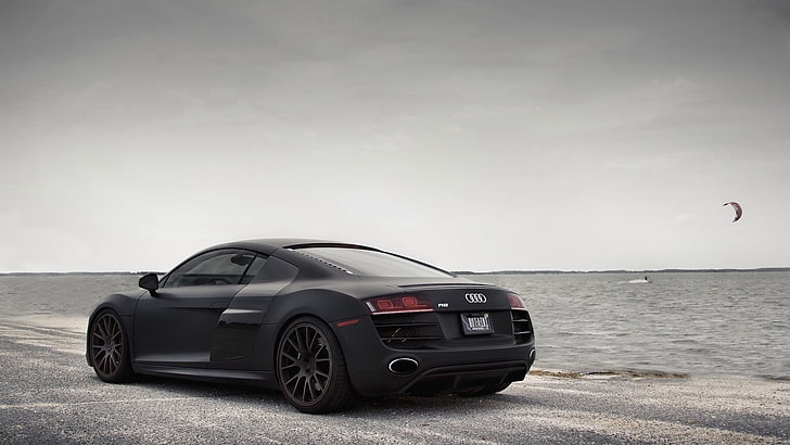 black Audi coupe, car, Audi R8, mode of transportation, sky, motor vehicle, HD wallpaper