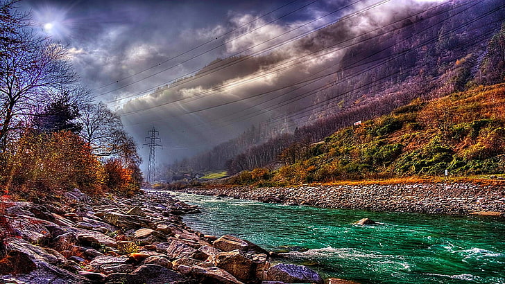 HD wallpaper: mountain scene, outdoor, autumn, creek, sunlight, landscape |  Wallpaper Flare