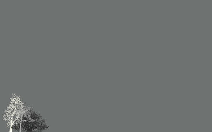 trees,  grey, gray, minimalism, plant, no people, sky, copy space, HD wallpaper
