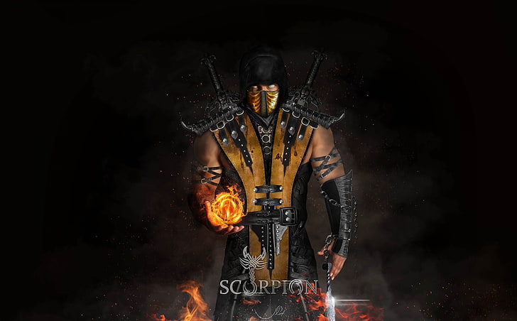 Scorpion, Mortal Kombat Scorpion wallpaper, Games, Dark, Illustration
